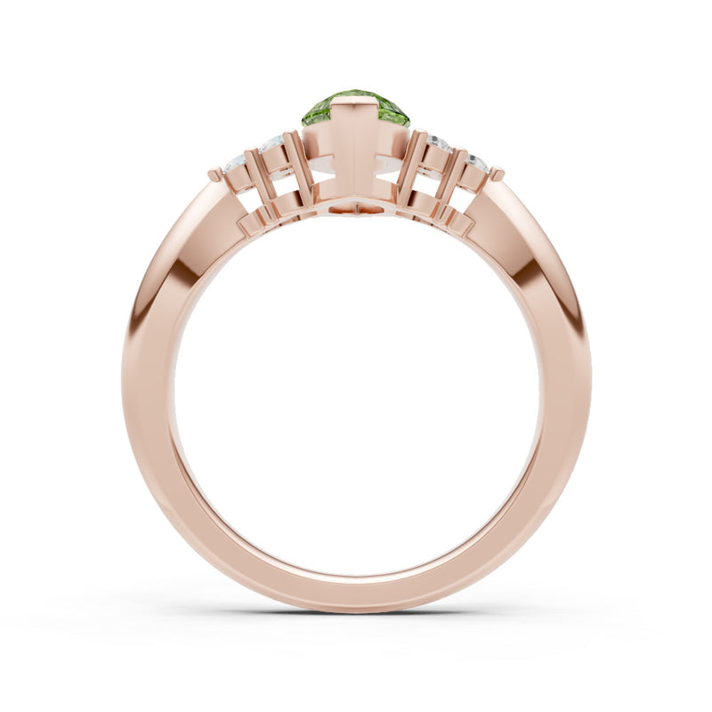 Peridot Antique Inspired Design Marquise Cut Engagement Ring