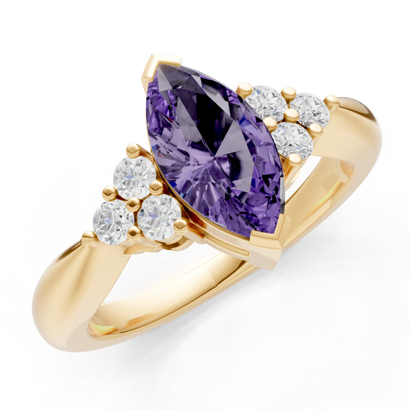 Amethyst Antique Inspired Design Marquise Cut Engagement Ring