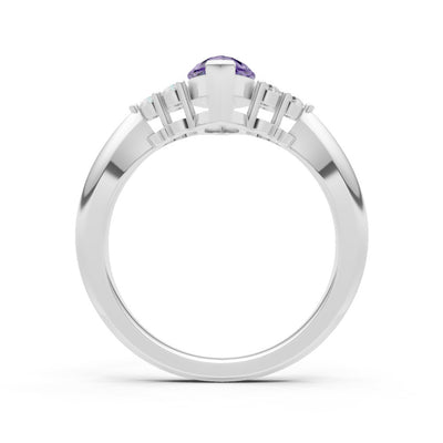 Amethyst Antique Inspired Design Marquise Cut Engagement Ring