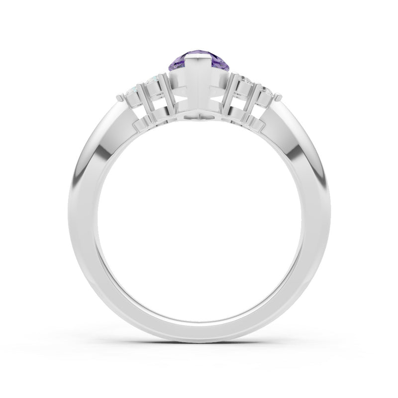 Amethyst Antique Inspired Design Marquise Cut Engagement Ring