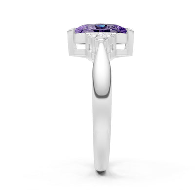 Amethyst Antique Inspired Design Marquise Cut Engagement Ring