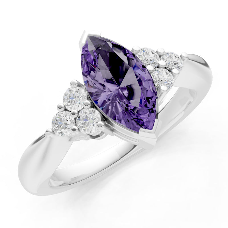 Amethyst Antique Inspired Design Marquise Cut Engagement Ring