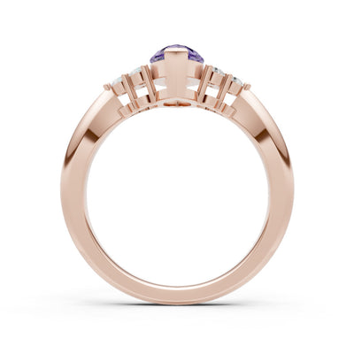 Amethyst Antique Inspired Design Marquise Cut Engagement Ring