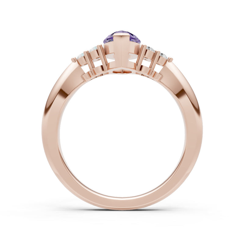 Amethyst Antique Inspired Design Marquise Cut Engagement Ring
