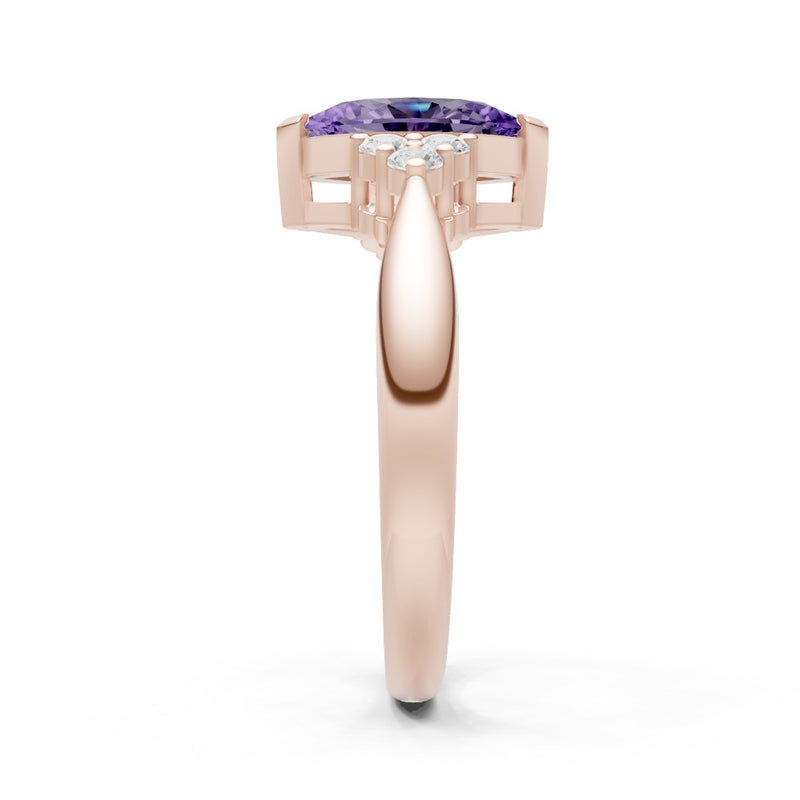 Amethyst Antique Inspired Design Marquise Cut Engagement Ring