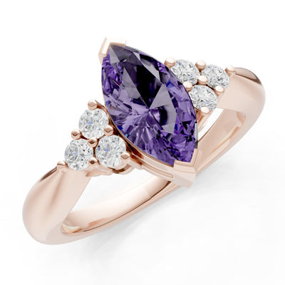 Amethyst Antique Inspired Design Marquise Cut Engagement Ring