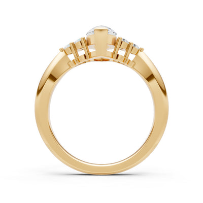 Diamond Antique Inspired Design Marquise Cut Engagement Ring