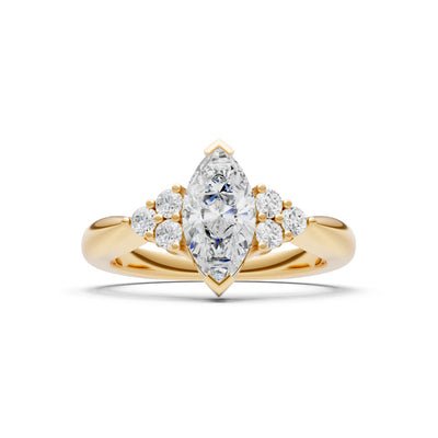 Diamond Antique Inspired Design Marquise Cut Engagement Ring