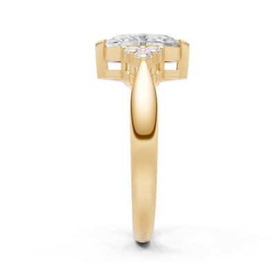 Diamond Antique Inspired Design Marquise Cut Engagement Ring