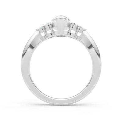 Diamond Antique Inspired Design Marquise Cut Engagement Ring