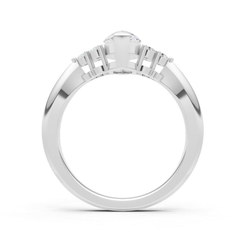 Diamond Antique Inspired Design Marquise Cut Engagement Ring