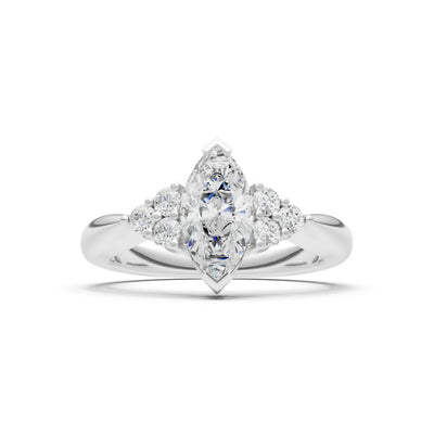 Diamond Antique Inspired Design Marquise Cut Engagement Ring