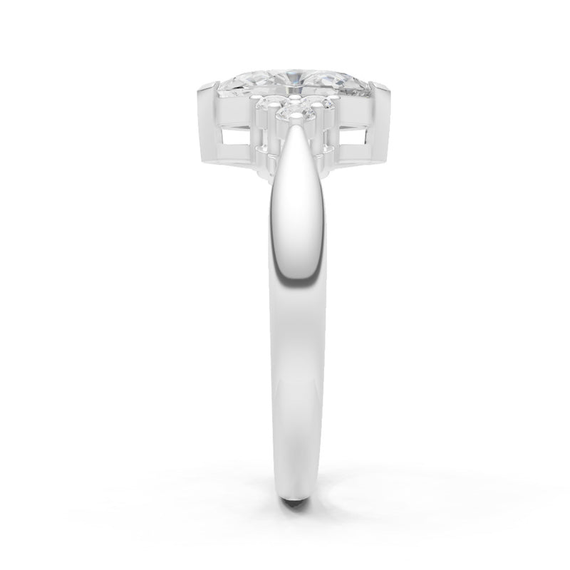 Diamond Antique Inspired Design Marquise Cut Engagement Ring