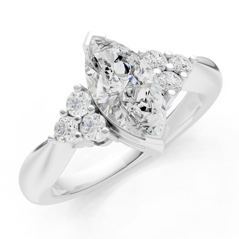 Diamond Antique Inspired Design Marquise Cut Engagement Ring