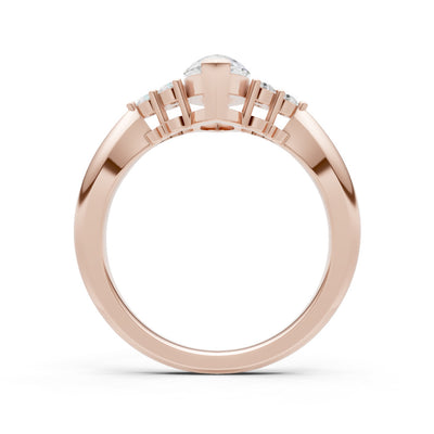 Diamond Antique Inspired Design Marquise Cut Engagement Ring