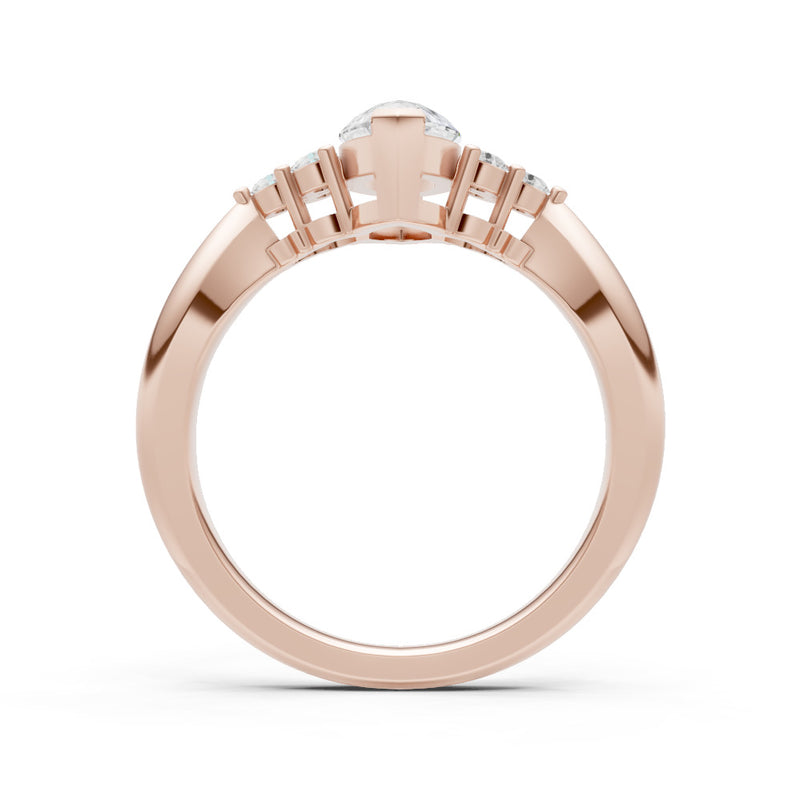 Diamond Antique Inspired Design Marquise Cut Engagement Ring