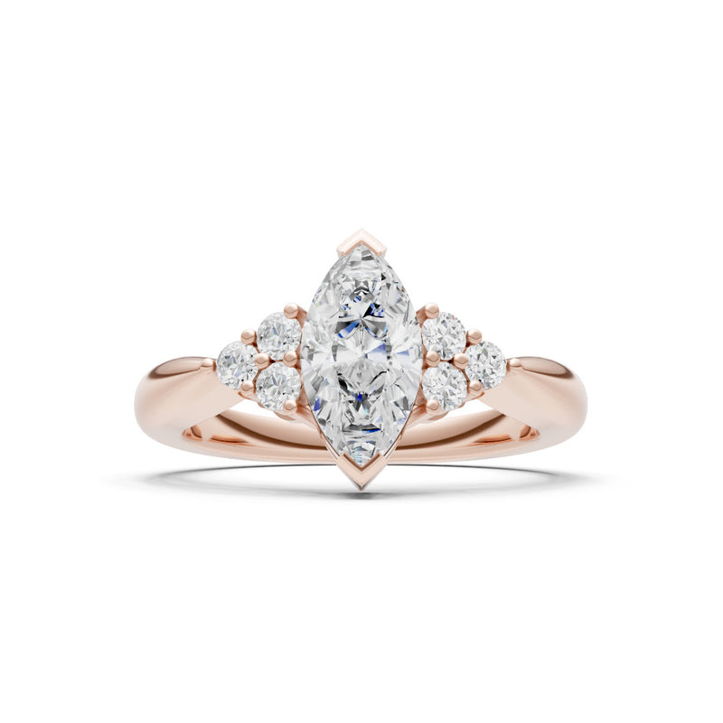 Diamond Antique Inspired Design Marquise Cut Engagement Ring