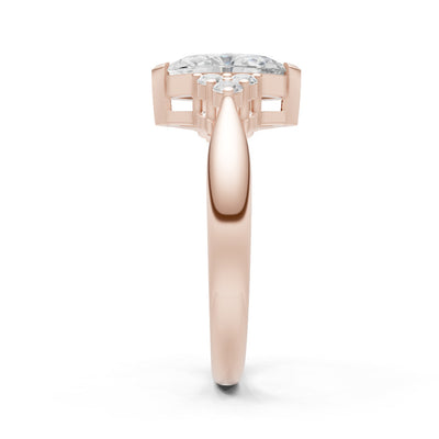 Diamond Antique Inspired Design Marquise Cut Engagement Ring