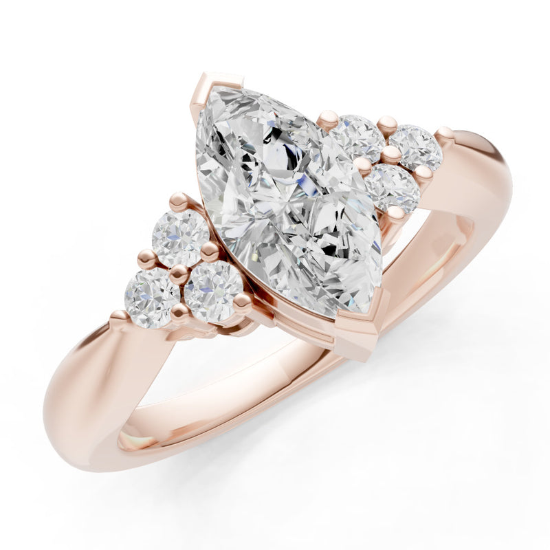Diamond Antique Inspired Design Marquise Cut Engagement Ring
