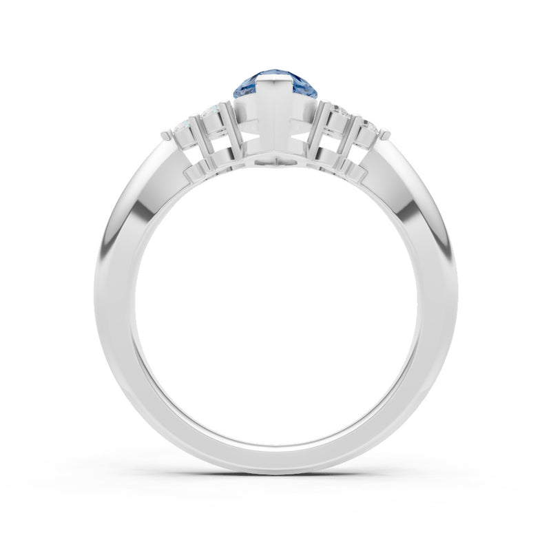 London Blue Topaz Antique Inspired Design Marquise Cut Engagement Ring