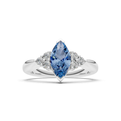London Blue Topaz Antique Inspired Design Marquise Cut Engagement Ring