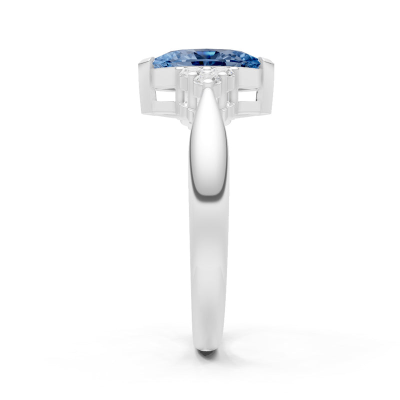 London Blue Topaz Antique Inspired Design Marquise Cut Engagement Ring
