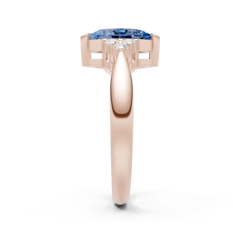 London Blue Topaz Antique Inspired Design Marquise Cut Engagement Ring