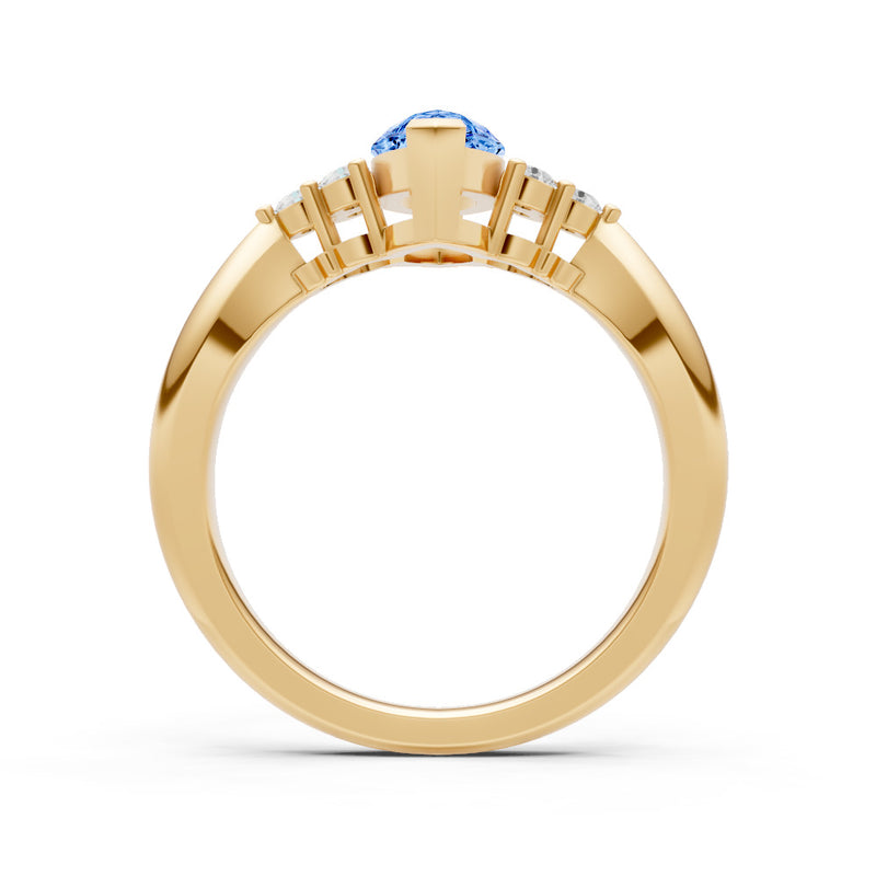 Swiss Blue Topaz Antique Inspired Design Marquise Cut Engagement Ring