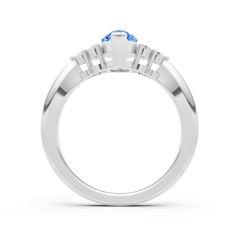 Swiss Blue Topaz Antique Inspired Design Marquise Cut Engagement Ring