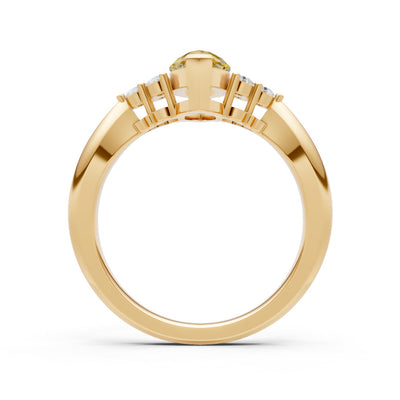 Citrine Antique Inspired Design Marquise Cut Engagement Ring