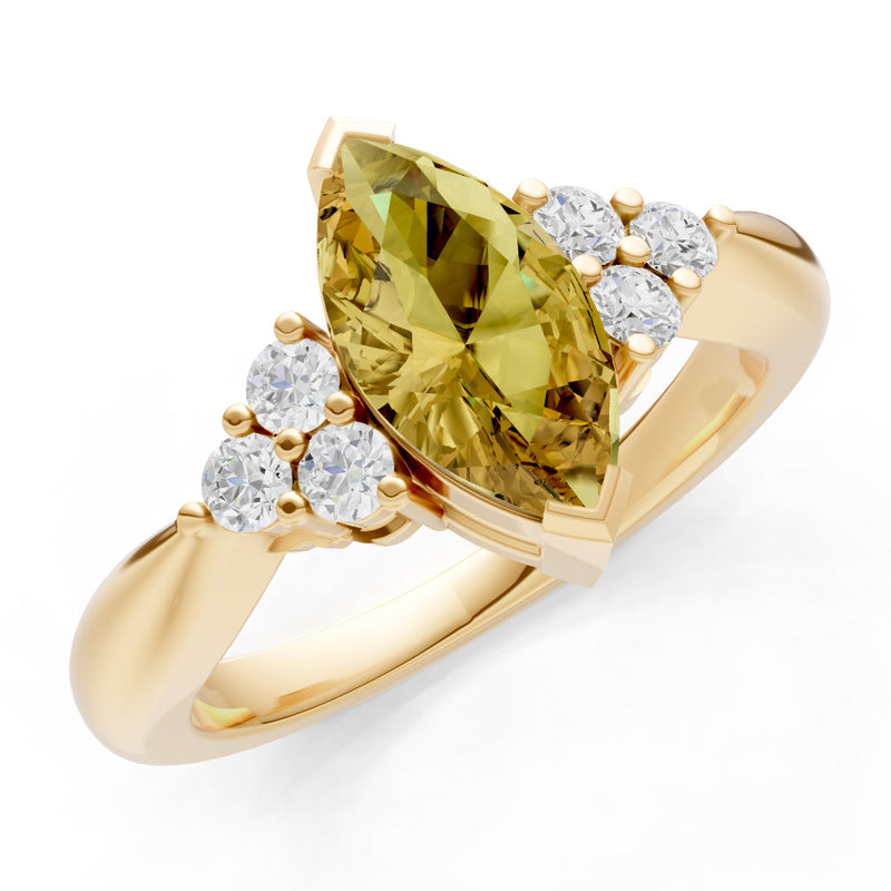 Citrine Antique Inspired Design Marquise Cut Engagement Ring