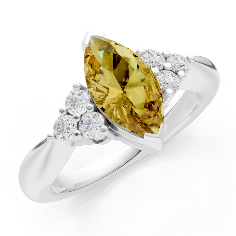 Citrine Antique Inspired Design Marquise Cut Engagement Ring