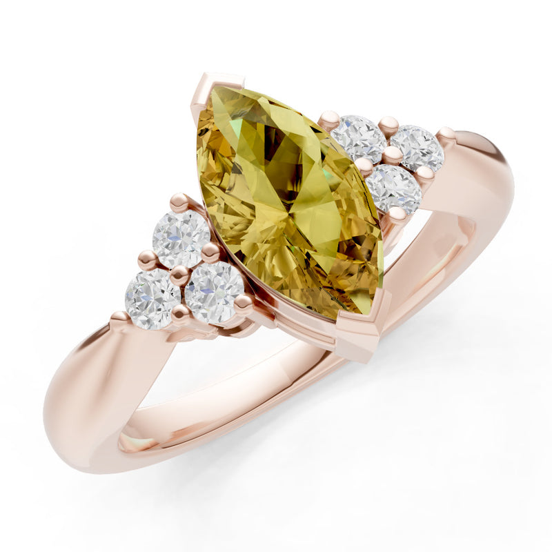 Citrine Antique Inspired Design Marquise Cut Engagement Ring