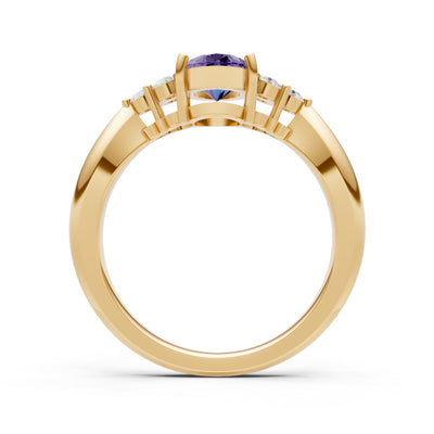 Amethyst Antique Inspired Design Oval Cut Engagement Ring