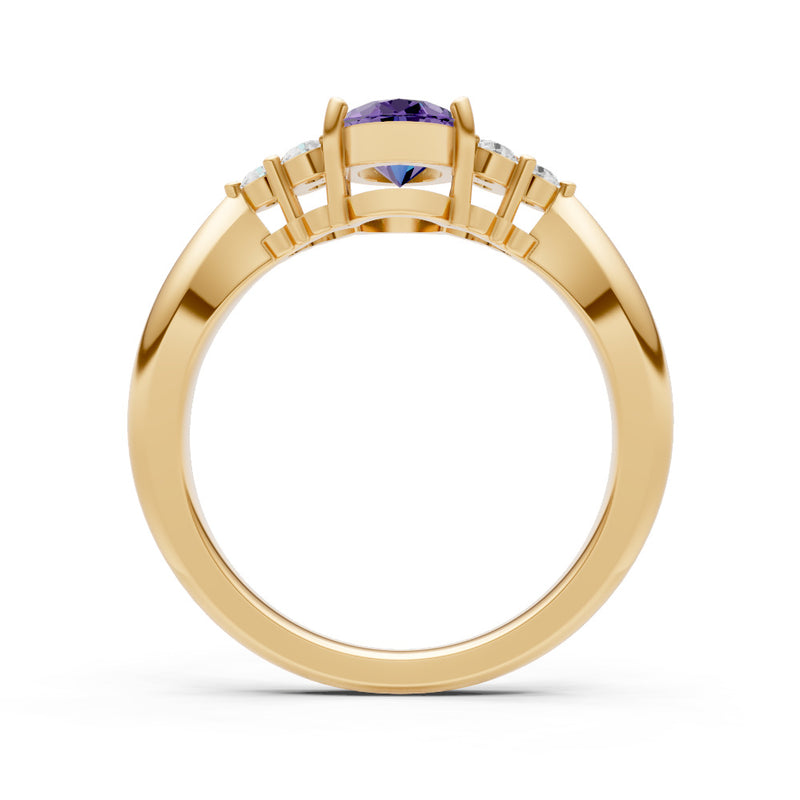 Amethyst Antique Inspired Design Oval Cut Engagement Ring