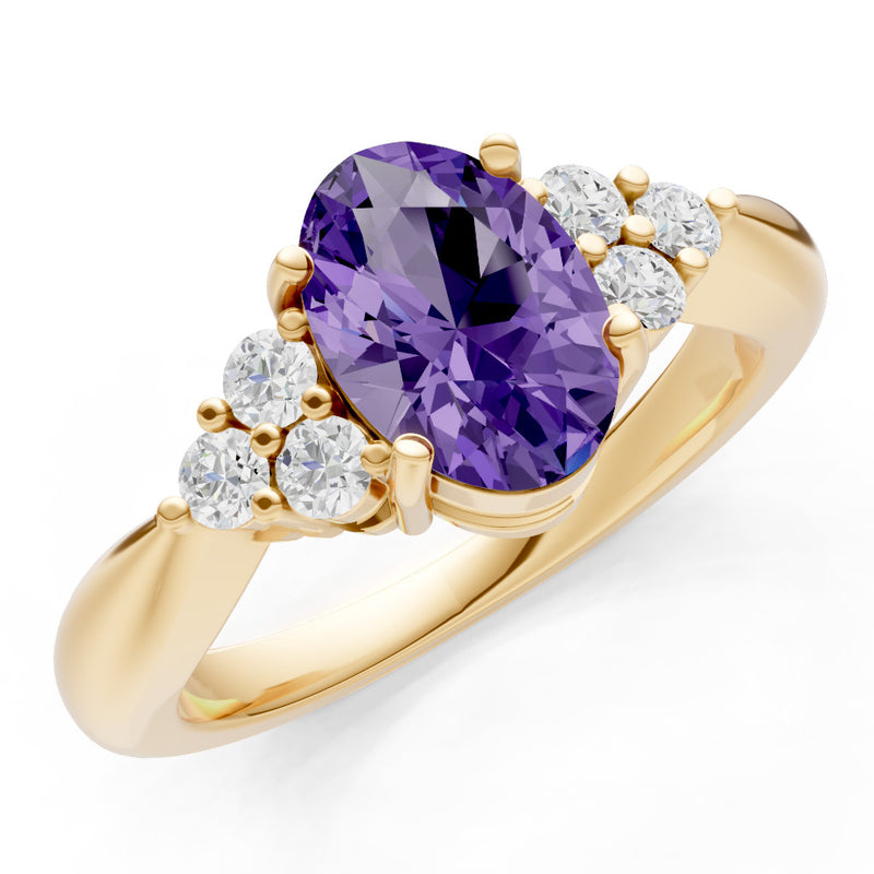 Amethyst Antique Inspired Design Oval Cut Engagement Ring