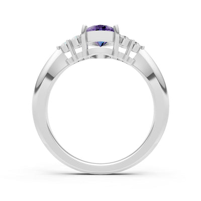 Amethyst Antique Inspired Design Oval Cut Engagement Ring