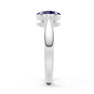 Amethyst Antique Inspired Design Oval Cut Engagement Ring