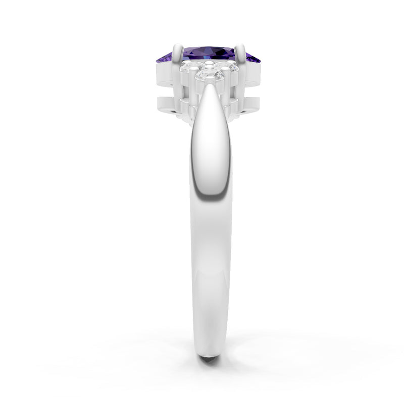Amethyst Antique Inspired Design Oval Cut Engagement Ring