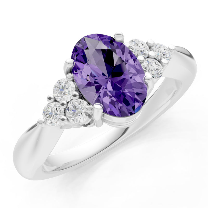 Amethyst Antique Inspired Design Oval Cut Engagement Ring