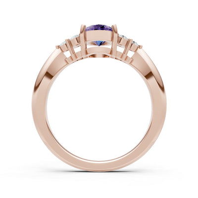 Amethyst Antique Inspired Design Oval Cut Engagement Ring