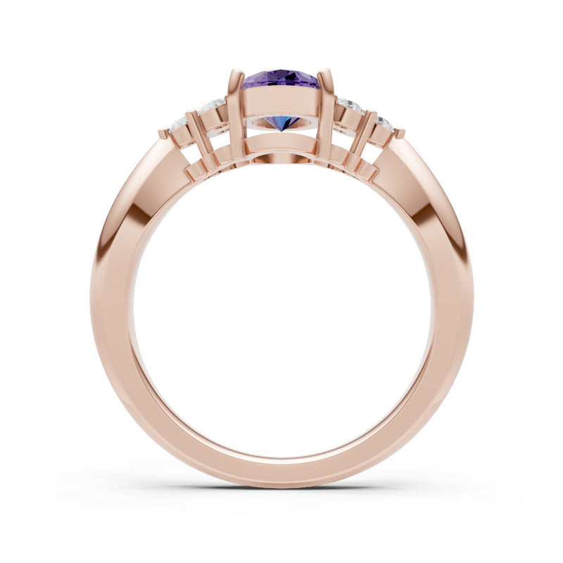 Amethyst Antique Inspired Design Oval Cut Engagement Ring
