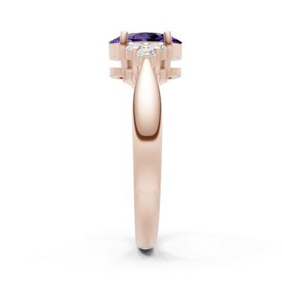 Amethyst Antique Inspired Design Oval Cut Engagement Ring