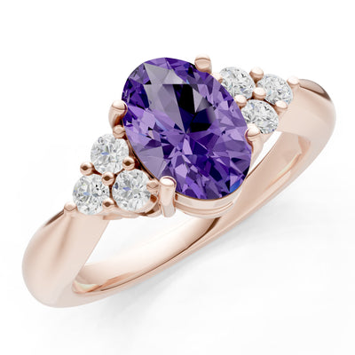 Amethyst Antique Inspired Design Oval Cut Engagement Ring