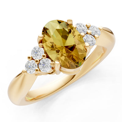Citrine Antique Inspired Design Oval Cut Engagement Ring