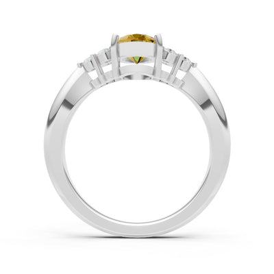 Citrine Antique Inspired Design Oval Cut Engagement Ring