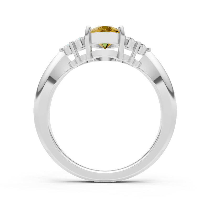 Citrine Antique Inspired Design Oval Cut Engagement Ring