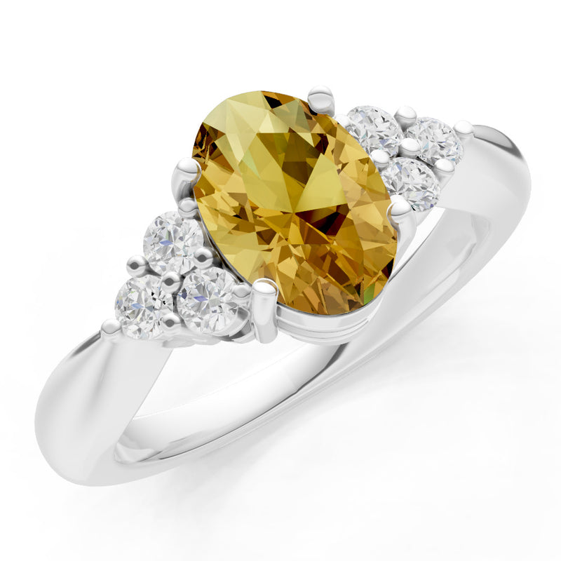 Citrine Antique Inspired Design Oval Cut Engagement Ring