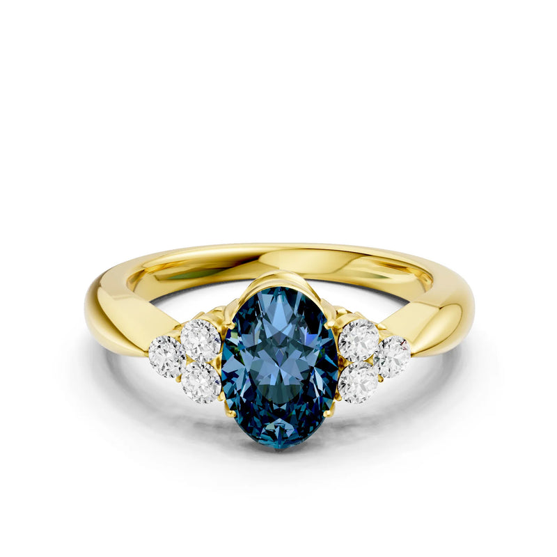 Alexandrite Antique Inspired Design Oval Cut Engagement Ring