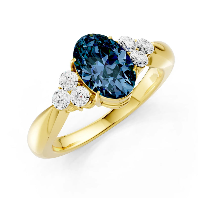 Alexandrite Antique Inspired Design Oval Cut Engagement Ring